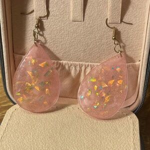 Resin pink opalescent earrings